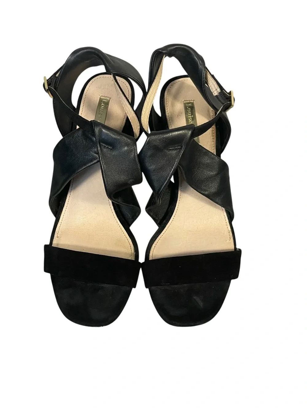 Louise Et Cie Black Leather Suede Strappy Ankle Strap Stiletto Heel Shoes 7.5M